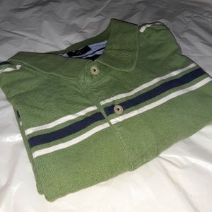 Tommy Hilfiger Green, Blue & White Striped Polo